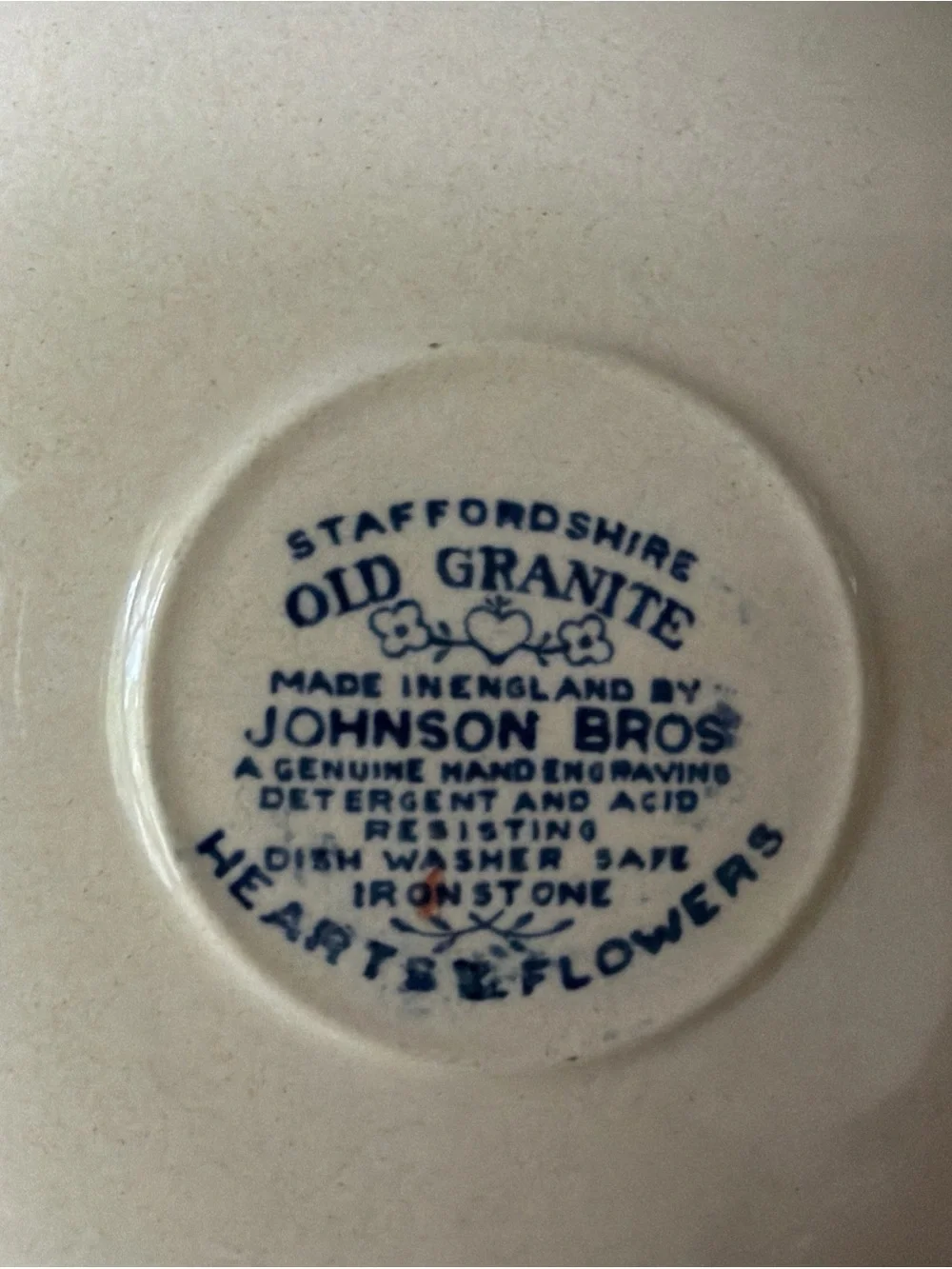 Johnson Brothers Vintage Hearts and flowers ironstone Teacup with Saucer
